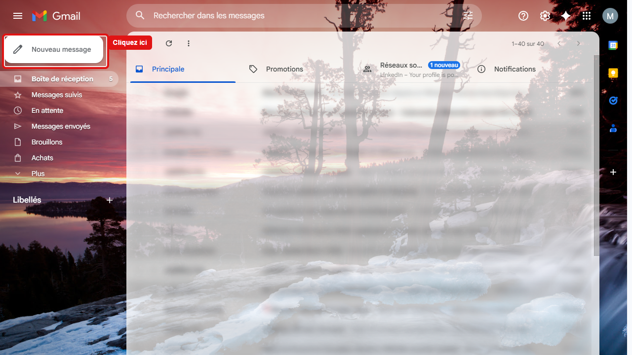 Bouton Nouveau message dans Gmail